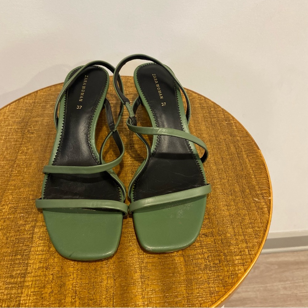 Zara Olive Green Strappy Sandals